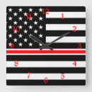 Recherche de pompier horloges Ligne rouge mince