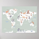 Recherche de carte du monde posters bébés enfants Safari