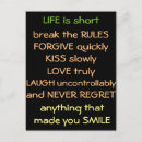 Recherche de la vie est courte cartes postales Citation