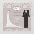 Recherche de rose de damassé mariage invitations Gris