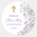Recherche de fleurs violettes autocollants Première communion sainte