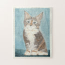 Recherche de mignon chat puzzles Aquarelle