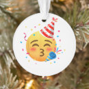 Zoek naar grappige emoji ornamenten Blij