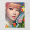 Recherche de belle fille cartes postales Fleurs