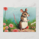 Recherche de souris mignonne cartes postales Vintage