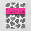 Recherche de coeur noir et blanc cartes postales Minimaliste