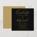 Recherche de or et noir mariage invitations Moderne