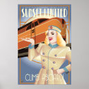 Zoek naar vintage spoorweg posters Illustratie