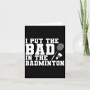 Recherche de coup de feu vœux cartes Impression de badminton