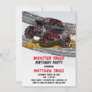 Recherche de monster truck anniversaire invitations Course
