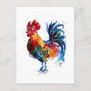 Recherche de coq cartes postales Aquarelle