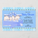 Recherche de triplet baby shower invitations Bleu