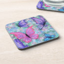 Recherche de peinture papillon dessous de verres Rose