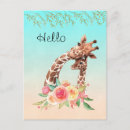 Recherche de girafe bébé cartes postales Aquarelle