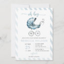 Recherche de pram baby shower invitations Bleu