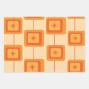 Recherche de rétro motif atomique papier cadeau Orange
