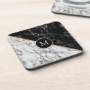 Recherche de marbre noir et blanc dessous de verres Abstrait