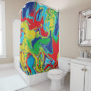 Recherche de rouge bleu et jaune rideaux douche Moderne