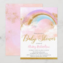 Zoek naar regenboog babyshower uitnodigingen Goudglitter