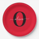 Recherche de rouge et noir assiettes en papier Monogrammé