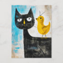 Recherche de oiseau de chat cartes postales Illustration