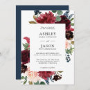 Recherche de bordeaux et bleu marine mariage invitations Couple