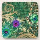 Zoek naar pauwen onderzetters Goud