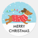 Recherche de noël de teckel autocollants Hiver