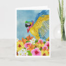 Recherche de perroquets bleus vœux cartes Aquarelle