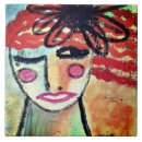 Recherche de peinture abstraite de fleur carreaux Femme