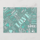 Recherche de mots romantiques cartes postales Typographie