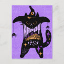 Recherche de chat noir drôle cartes postales Sorcière
