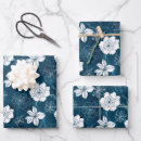 Recherche de fleurs graphiques papier cadeau Bleu