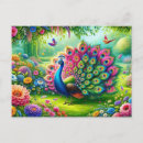 Recherche de peintures de paon cartes postales Vert