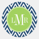 Recherche de monogramme vert autocollants Coloré