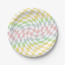 Recherche de damier assiettes en papier Rétro