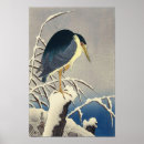Recherche de oiseau dans la neige posters Héron