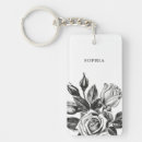 Recherche de fleurs noires blanches porteclés Pour elle