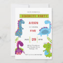 Recherche de dinosaures colorés invitations Fête d'anniversaire
