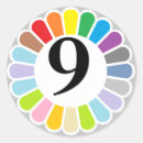 Recherche de numéro 9 autocollants Coloré