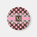Recherche de rose de point de polka magnets Girly