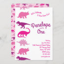 Recherche de pink dinosaur anniversaire invitations Mignon