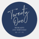 Recherche de anniversaire de 21 ans autocollants Bleu marine