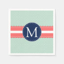 Recherche de corail bleu serviettes Monogramme