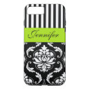 Recherche de monogramme vert de damassé iphone coques Élégant