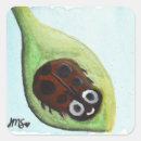 Recherche de coccinelle sur feuille autocollants Nature