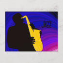 Recherche de joueur de saxophone cartes postales Jazz