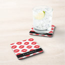 Recherche de rouge lèvres dessous de verres Impression d'embrasser