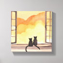 Recherche de silhouette chat toiles Coucher de soleil