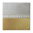 Recherche de perle et or carreaux Blanc